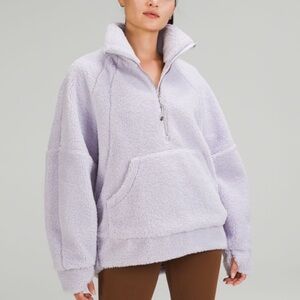Lululemon Scuba Oversized Fleece Funnel Neck Half Zip Long Faint Lavender XS/S